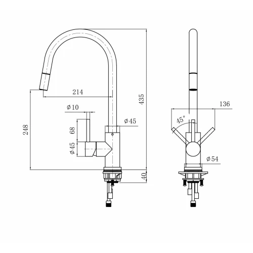 MERCER AM012 LISBON GOOSENECK PULLOUT MIXER BLACK PVD