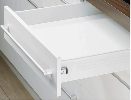 Hettich Germany MultiTech Drawer Set, System, Height 54mm- White With 2 Front Connectors / Nominal Length 400mm , 450mm & 500mm