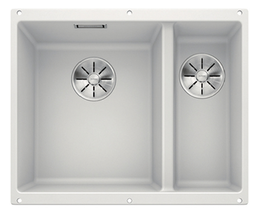 Blanco Germany Subline 340/160 -U Double Bowl Sink,( Width 340 & 160mm x Depth 190 & 130mm )  Blanco Silgranit Range- Available in 4 Colours :  Anthracite ,Rock Grey ,White ,Alu-Metallic