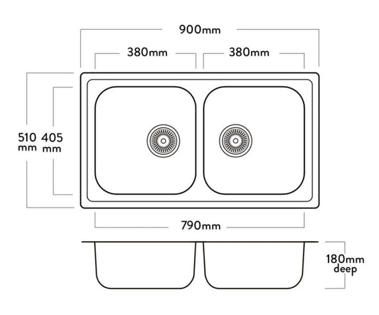 MERCER WENTWORTH EW203 DOUBLE BOWL WITH ACCESSORIES INCLUDED