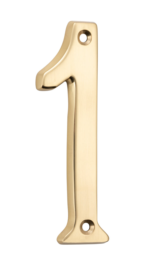Numeral 1 Polished Brass H100mm