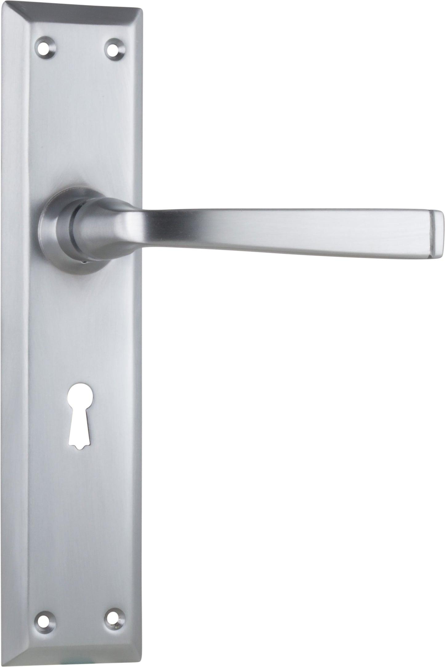Door Lever Menton Lock Pair Satin Chrome H225xW50xP75mm