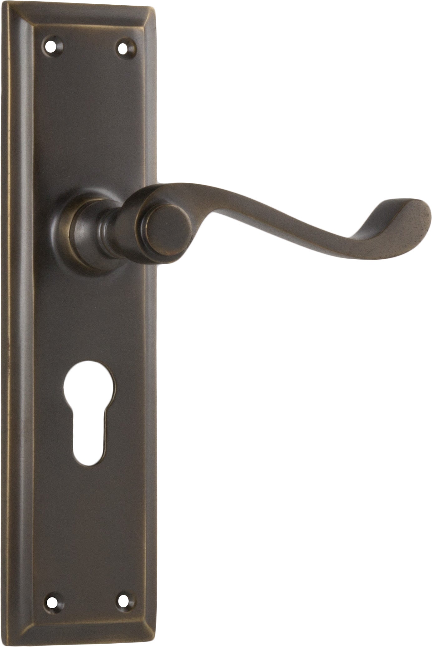 Door Lever Milton Euro Pair Antique Brass H200xW50xP68mm
