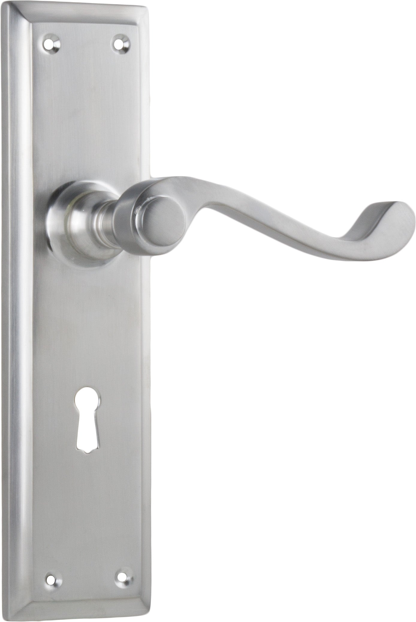 Door Lever Milton Lock Pair Satin Chrome H200xW50xP68mm