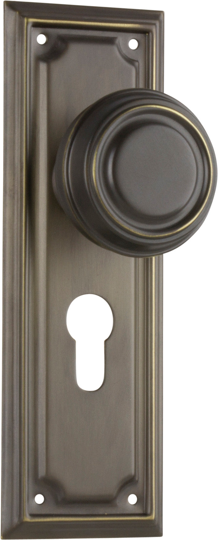 Door Knob Edwardian Euro Pair Antique Brass H185xW60xP57mm