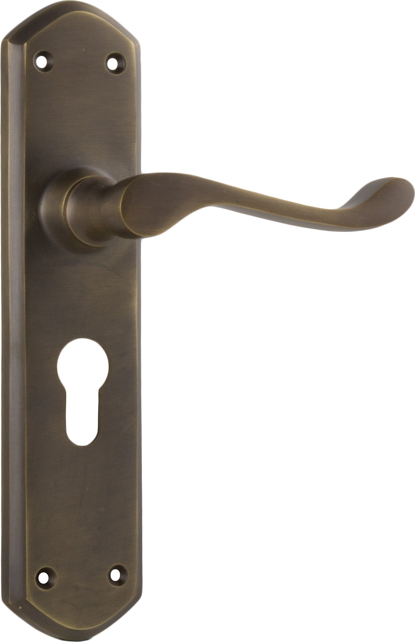 Door Lever Windsor Euro Pair Antique Brass H200xP60xW45mm