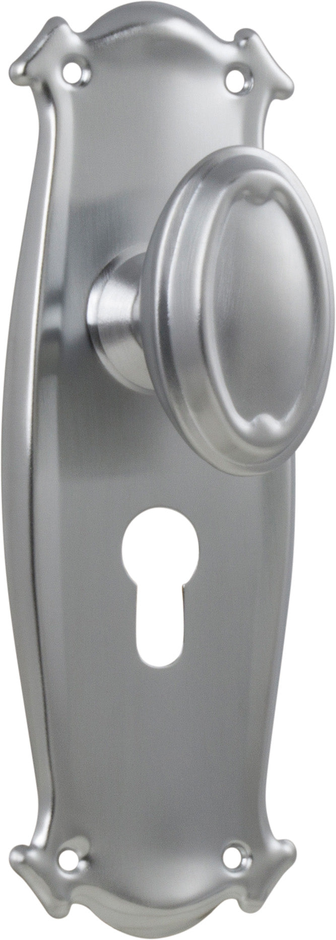 Door Knob Bungalow Euro Pair Satin Chrome H197xW68xP60mm