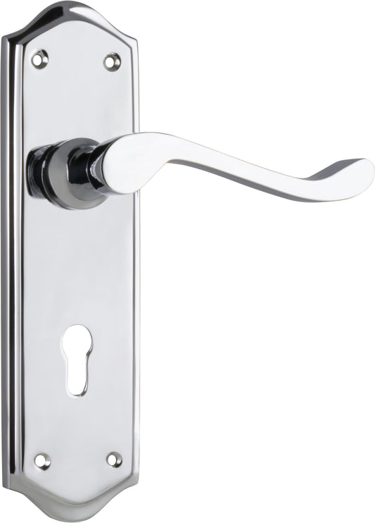 Door Lever Henley Lock Pair Chrome Plated H180xW50xP58mm
