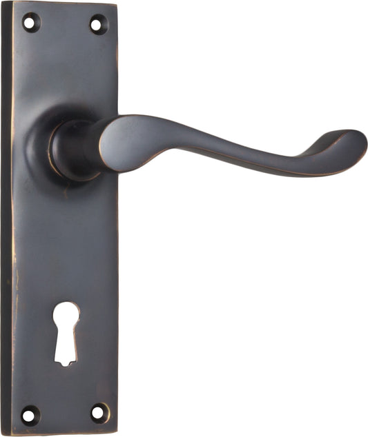 Door Lever Victorian Lock Pair Antique Copper H152xW42xP59mm