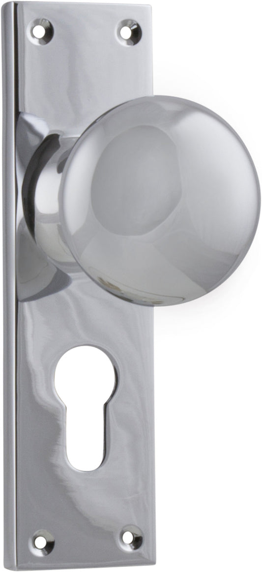 Door Knob Victorian Euro Pair Chrome Plated H152xW42xP75mm