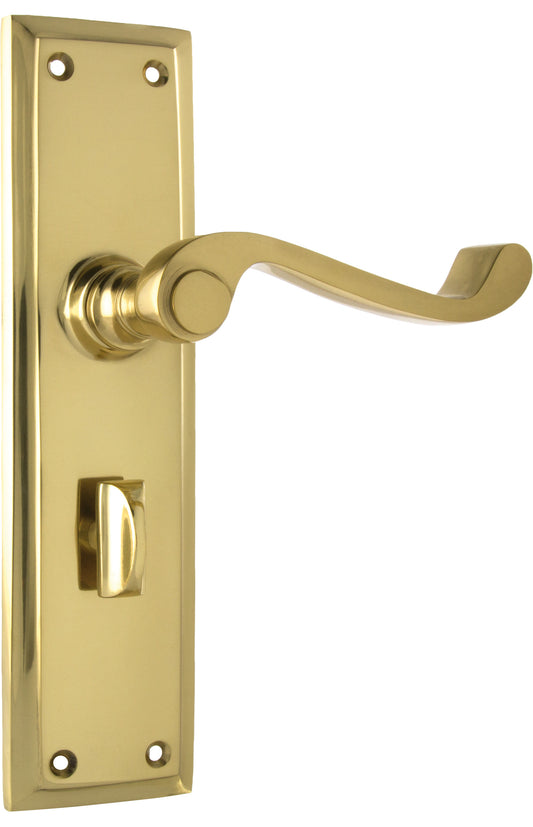 Door Lever Milton Privacy Pair Polished Brass H200xW50xP68mm
