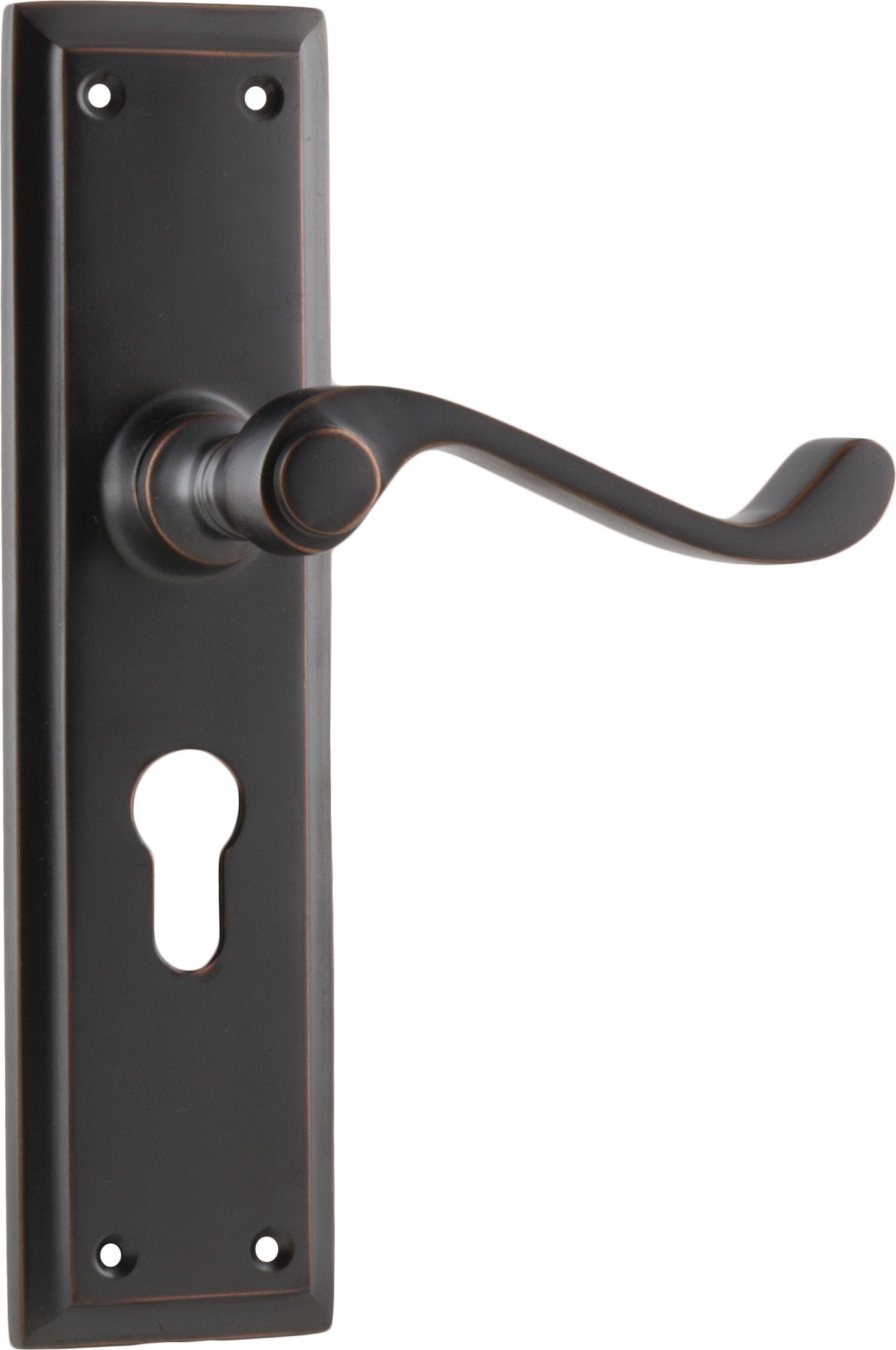 Door Lever Milton Euro Pair Antique Copper H200xW50xP68mm