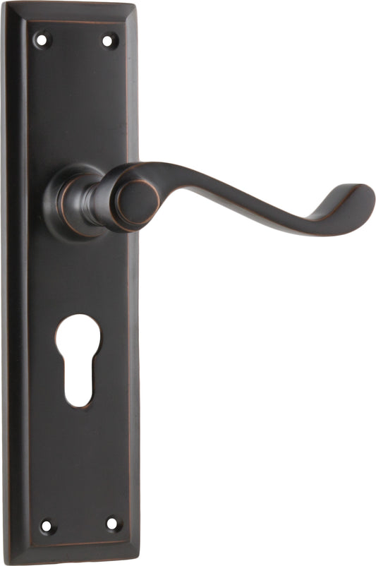 Door Lever Milton Euro Pair Antique Copper H200xW50xP68mm