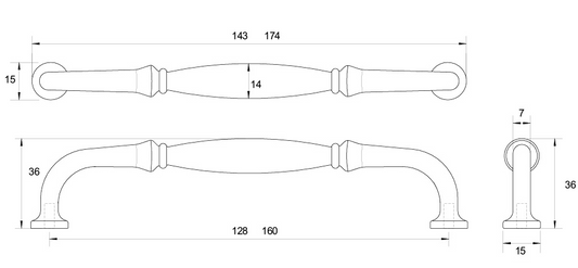 Kethy Winchester Handle C to C Cast Iron Available In 2 Sizes : 128mm ,160mm