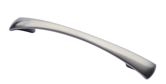 ELITE NOVA BOW HANDLE HOLE CENTRE 128MM ( LENGTH : 184mm x  HEIGHT : 24mm x WIDTH : 15mm )  - BRUSHED NICKEL & MATT CHROME PLATED