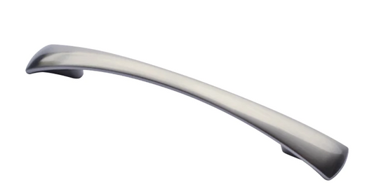 ELITE NOVA BOW HANDLE HOLE CENTRE 128MM ( LENGTH : 184mm x  HEIGHT : 24mm x WIDTH : 15mm )  - BRUSHED NICKEL & MATT CHROME PLATED