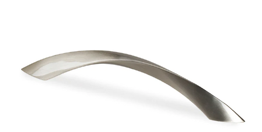 ELITE TWIST BOW HANDLE HOLE CENTRE 128MM ( LENGTH: 168mm x HEIGHT : 30mm x WIDTH : 16mm ) - BRUSHED NICKEL & MATT CHROME PLATED