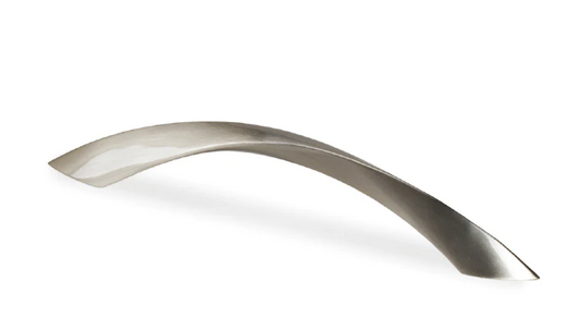 ELITE TWIST BOW HANDLE HOLE CENTRE 128MM ( LENGTH: 168mm x HEIGHT : 30mm x WIDTH : 16mm ) - BRUSHED NICKEL & MATT CHROME PLATED