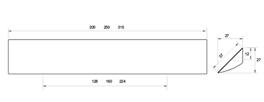 Kethy Chiselle Handle 160mm C to C, O/A 250mm Oak & Walnut