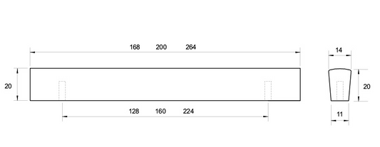 Kethy Trim Timber Flat Bar Handle Walnut Available In 3 Sizes : 128mm ,160mm ,224mm
