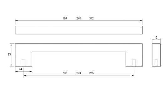 Kethy Urban Handle 12mm Square C to C Oak Available In 3 Sizes : 160mm ,224mm ,288mm