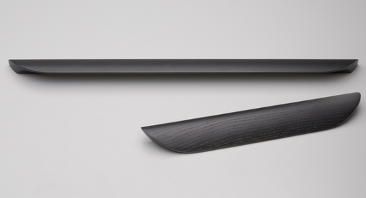 Kethy Archive Slant Handle Curved 64mm C to C Available In 4 Colours : Black Stain ,Oak ,Oak Unfinished ,Walnut