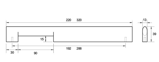 Kethy Astrid Timber D Handle 288mm C to C, O/A 320mm Available In 3 Colours : Black Stain ,Oak ,Walnut