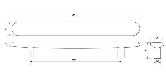 Kethy Brutus Handle 160mm C to C, O/A 225mm Available In 3 Colours : Black Stain ,Oak ,Walnut