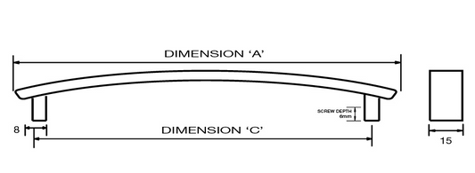 Kethy Bridge Bow Handle C to C Satin Chrome Available in 2 Sizes : 128mm ,224mm