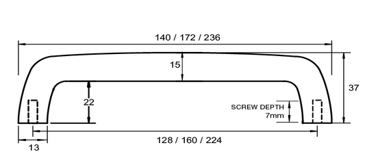 Kethy Epoch Light Curved D Handle C to C Brushed Nickel Available in 2 Sizes : 128mm ,160mm