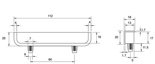 Kethy Back Handle 64mm Recessed Edge Pull C to C Matt Nickel