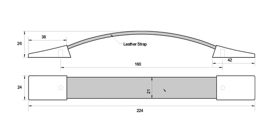 Kethy Black Leather and Zinc Bow Handle 160mm C to C