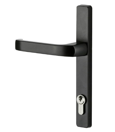 Sylvan Leo Lever Handle Euro Key 202mm Back Plate Available In 4 Colours : Black Powder Coated ,Grey ,Satin Nickel ,White Powder Coated
