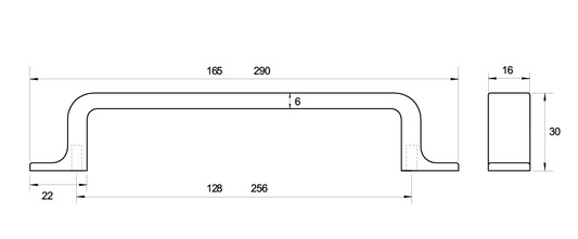 Kethy Rio Hampton Shaker Flat D Handle 256mm Curved Under C to C Available In 3 Colours : Antique Brown ,Black Paint Matt ,Rustic Grey