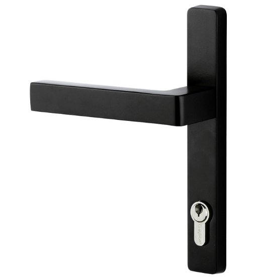 Sylvan Virgo Lever Handle Euro Key 240mm Back Plate Available In 4 Colours : Black Powder Coated ,Grey ,Satin Nickel ,White Powder Coated