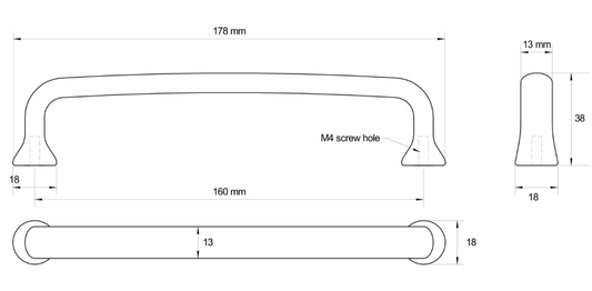 Kethy Bilbao Cast Iron Handle 160mm C to C Black