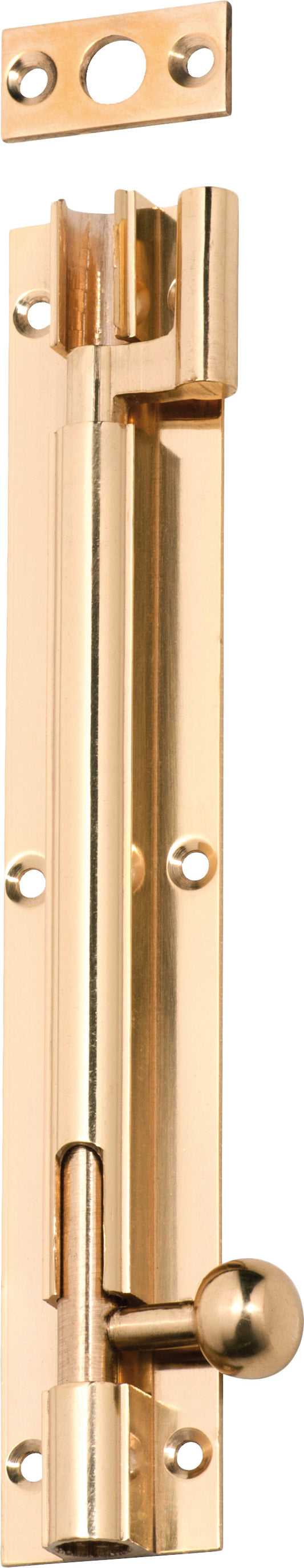 Barrel Bolt Offset Polished Brass L150xW25mm