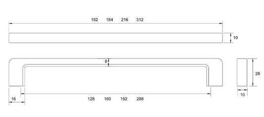 Kethy Bega Handle 160mm C to C Available In 4 Colours : Matt Champagne Paint ,Matt Graphite Paint ,Black Paint Matt#4 ,Matt Silver Paint