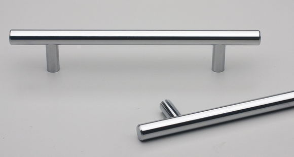 Kethy Arlon Rail Handle Steel with Brass Feet Polished Chrome 160mm Long C to C Available In 3 Sizes : 96mm ,128mm ,224mm