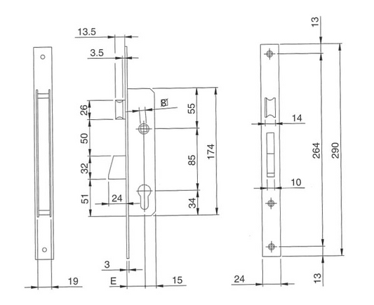 Sylvan Iseo Swing Bolt - Strike Plate Sold Seperately Stainless steel plate Available In Basket Sizes : 25mm ,30mm ,35mm