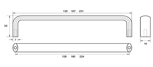 Kethy Cobar Handle 14mm Solid Stainless D Handle C to C Available In 3 Sizes : 128mm ,160mm ,224mm