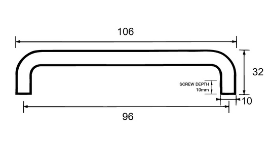 Kethy D Handle 10mm X 96mm Polished Chrome & Satin Chrome