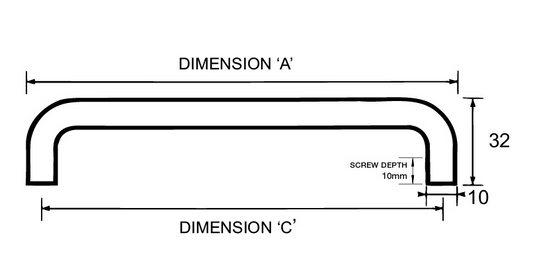 Kethy Lommel Stainless Steel D Handle Available In 5 Sizes : 400mm ,500mm ,600mm ,700mm ,800mm