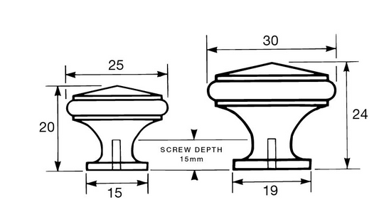 Kethy Brass Dimple Knob 30mm Available in 3 Colours : Polished Brass ,Polished Chrome ,Satin Chrome
