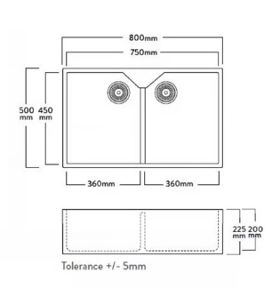 MERCER DB201 BUTLER FIRECLAY WITH CERAMIC GLAZE DOUBLE BOWL
