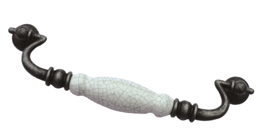 ELITE NEWPORT DROP HOLE CENTRE 160MM ( LENGTH: 175mm x HEIGHT : 23mm x WIDTH : 23mm ) - ANTIQUE PEWTER/CRAZED WHITE