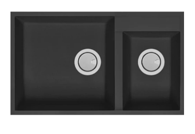 MERCER DURO GRANITE  ( MILAN, PISTOIA, FLORENCE ) BOWL 1 & 3/4 (ON RIGHT)  BLACK . CONCRETE & WHITE.