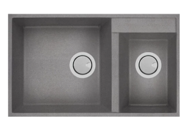 MERCER DURO GRANITE  ( MILAN, PISTOIA, FLORENCE ) BOWL 1 & 3/4 (ON RIGHT)  BLACK . CONCRETE & WHITE.