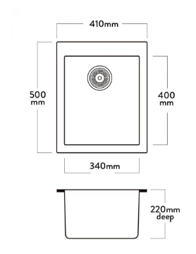MERCER DURO GRANITE  ( VENICE, PARATO, TRENTO ) SINGLE BOWL - BLACK. CONCRETE & WHITE.