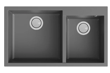 MERCER DURO GRANITE PARMA, BERGAMO, VICENZA BOWL, 1 & 3/4 BOWL ON RIGHT BLACK, CONCRETE & WHITE